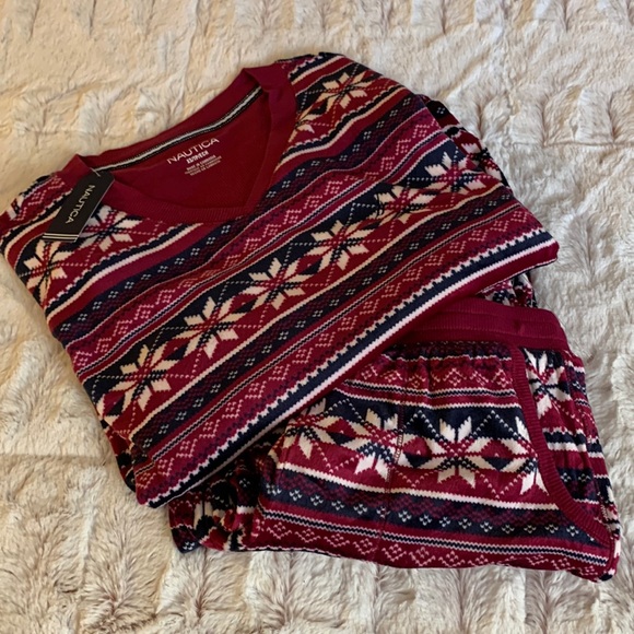 Brand new Nautica navy & burgundy 2 piece pajama set!! - Picture 8 of 9